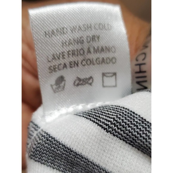 Tea & Cup Black White Striped Long Sleeve Back Zip Knee Length Dress Size Small - Picture 10 of 10